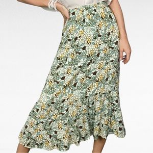 VINTAGE Y2K Bechamel | Light Blue Teal Combo Botanical Tiered Prairie Midi Skirt